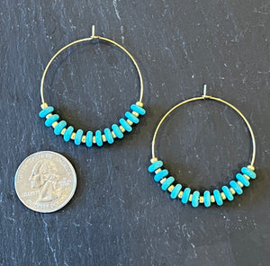 Turquoise +Gold Hoops
