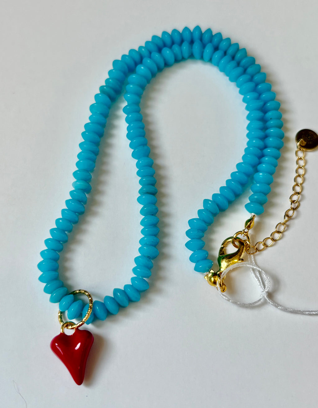 Bright blue with red enamel heart