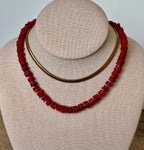 Red Ceramic chips with tiny turquoise details