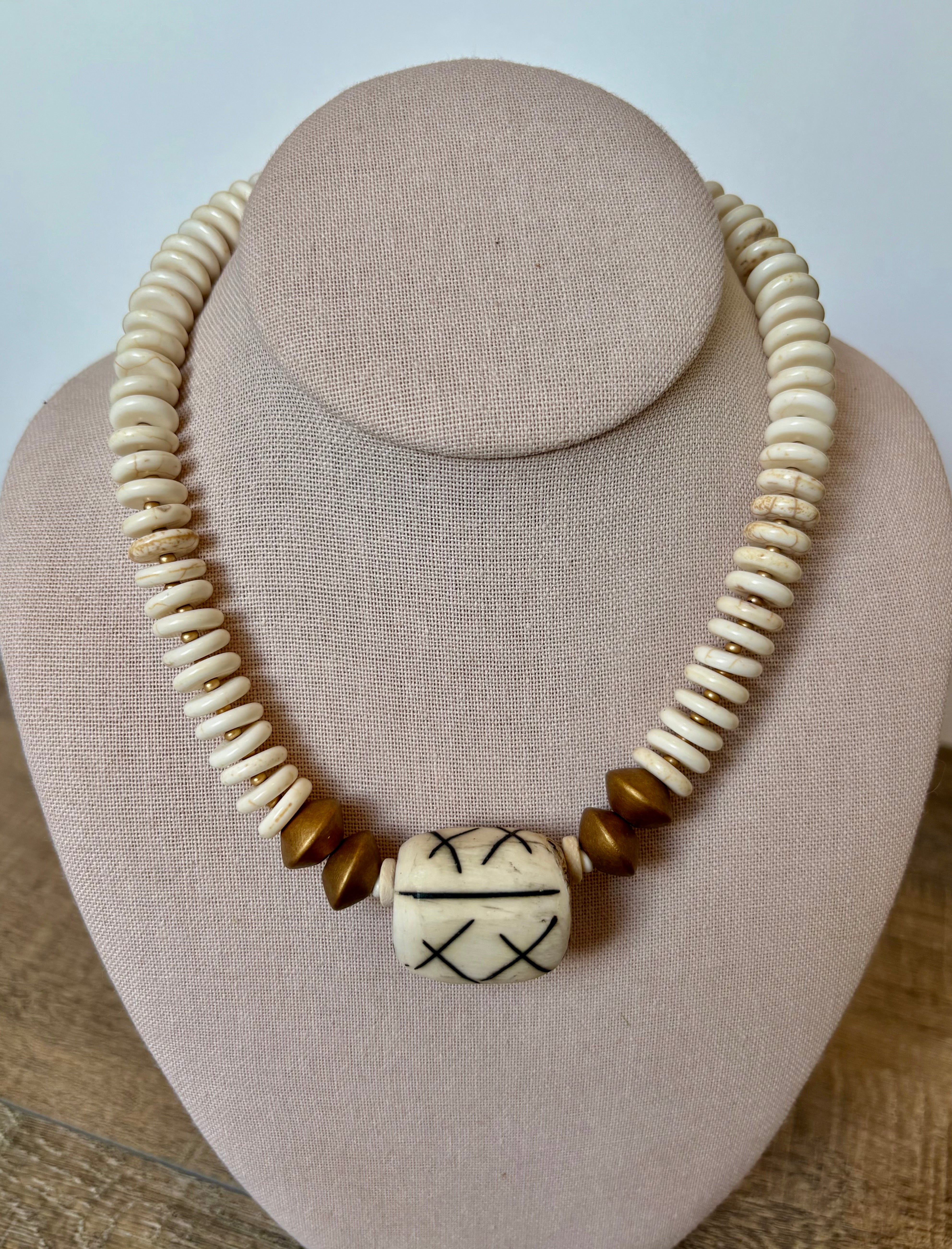 Hand painted/carved Ox Bone