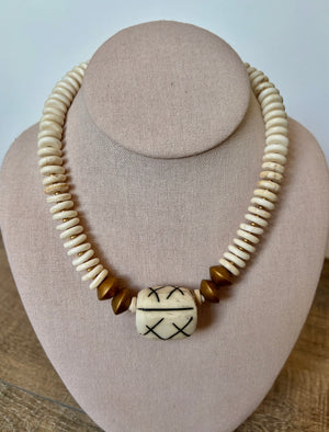 Hand painted/carved Ox Bone