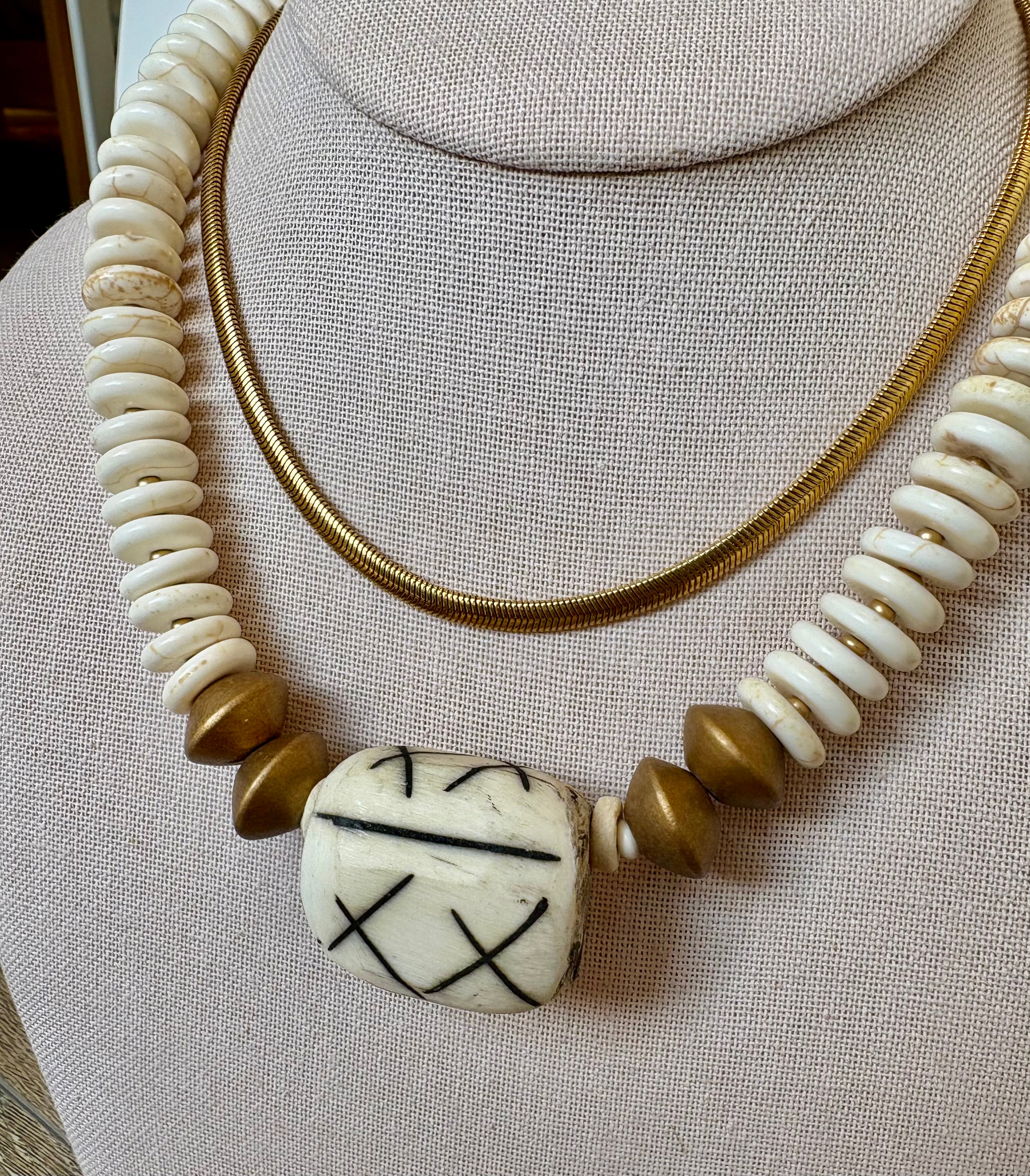Hand painted/carved Ox Bone