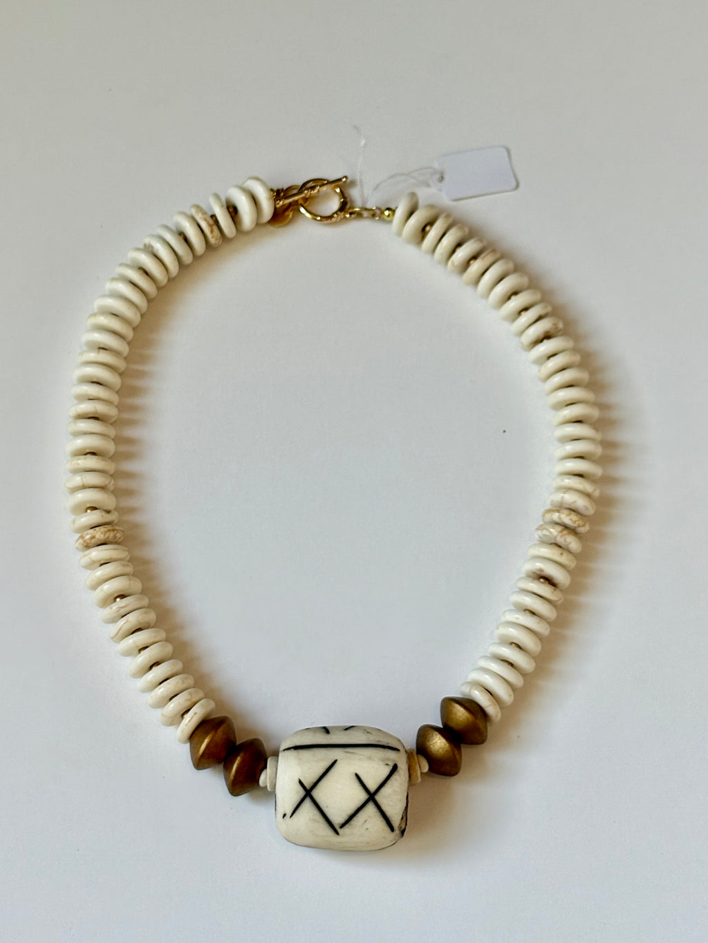 Hand painted/carved Ox Bone