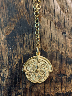 Greek Coin Y Necklace