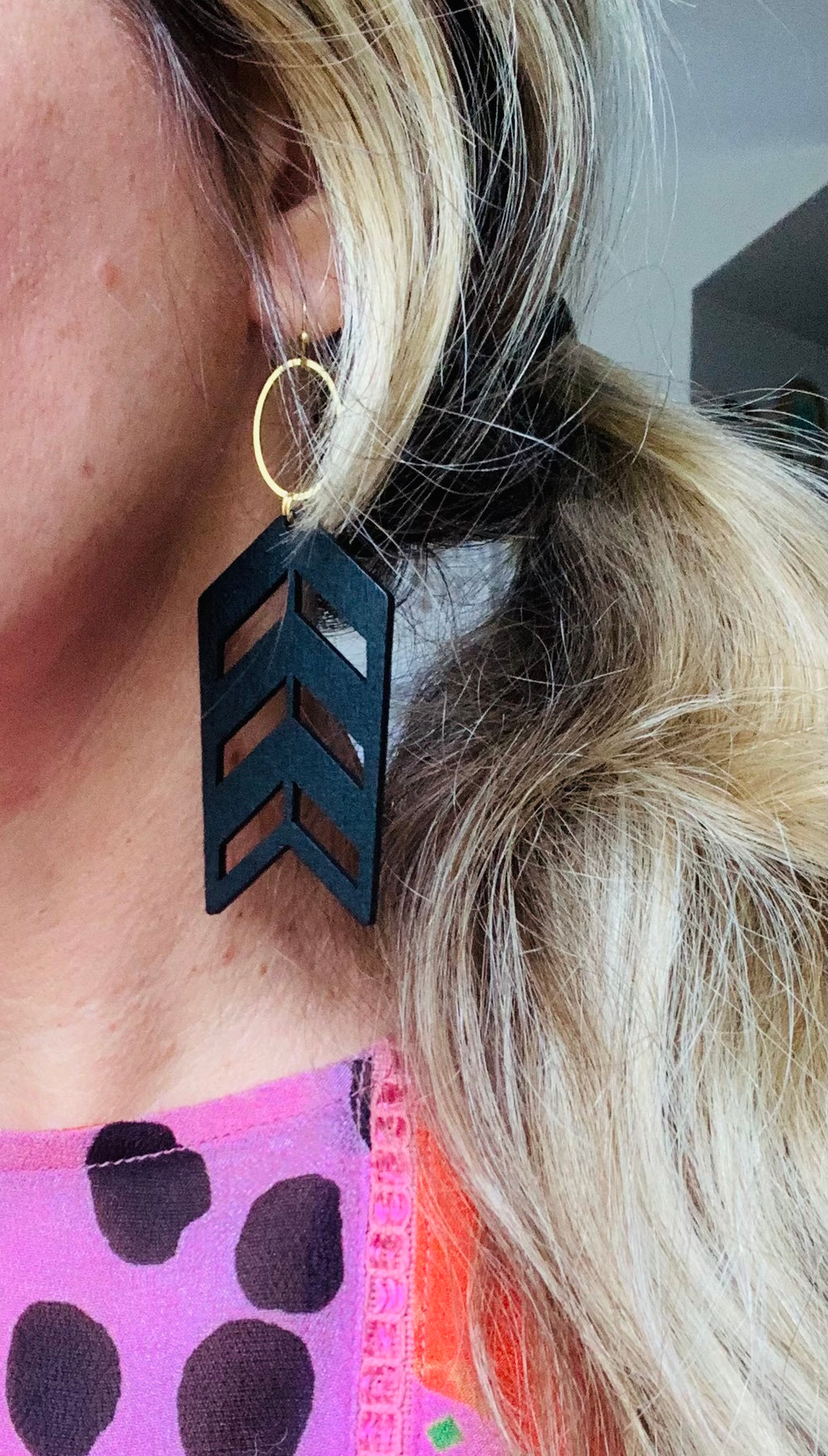 Black geo earrings