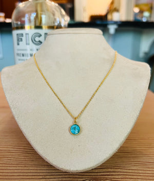 Turquoise on 18k gold chain