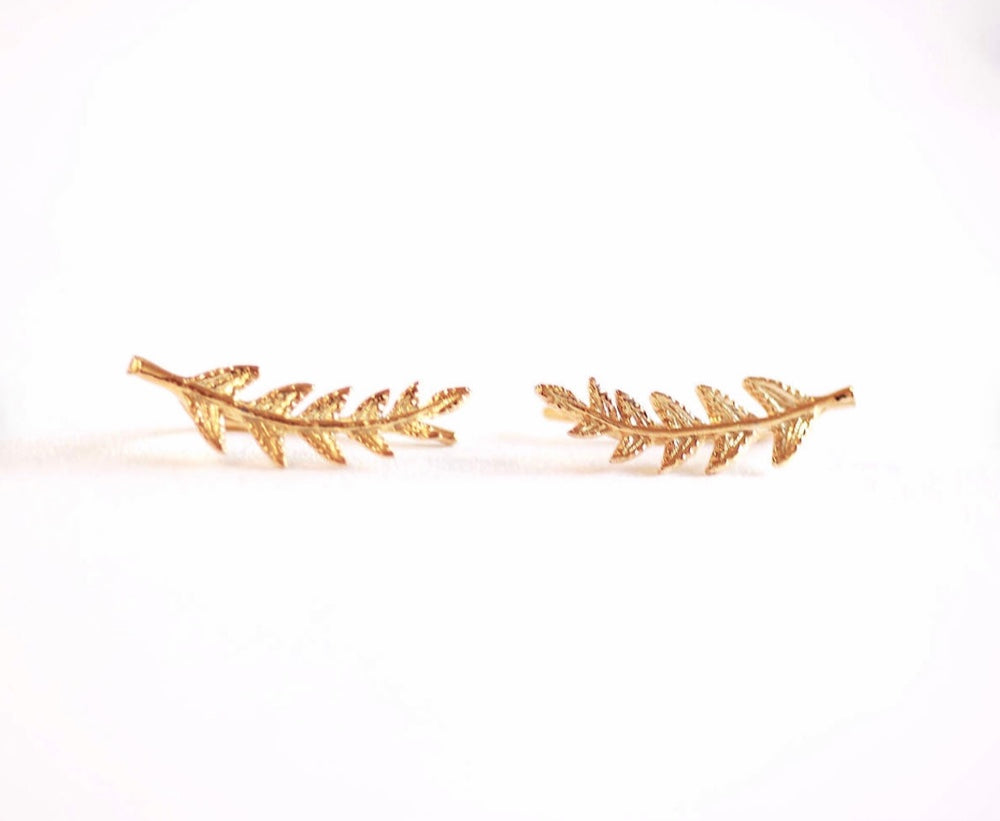 Gold Vermeil Leaf Ear Climber