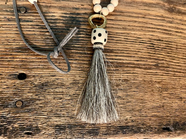 Horse Hair Tassel with Domino Bone Bead