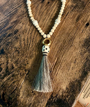 Horse Hair Tassel with Domino Bone Bead